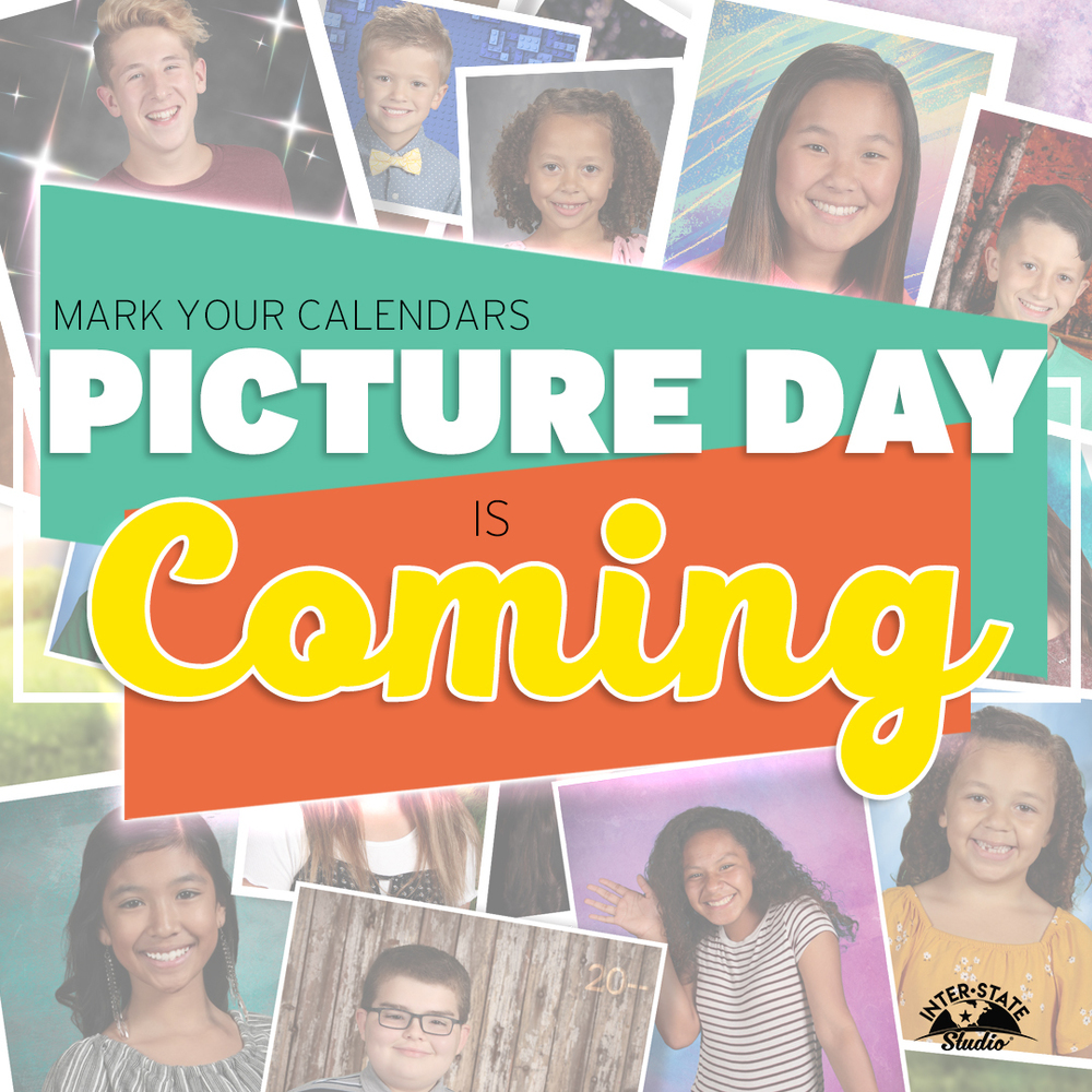 Picture Day is coming up on Thursday, September 8!   Order before Picture Day to receive free shipping to the school. Order online at inter-state.com/order and enter Order Code 69018WF.