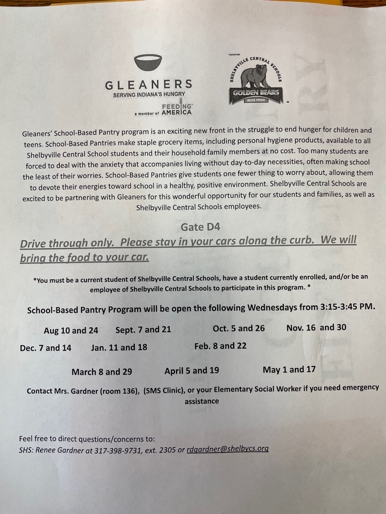 Gleaner’s Food Pantry dates